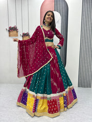 Maroon Color Embroidery Work Georgette Lehenga Choli For Navratri
