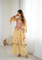 Trendy Yellow Color Embroidery Work Co-Ord Set