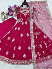Ravishing Pink Color Sequence Work Gown