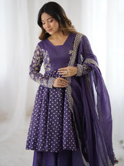 Attractive Purple Color Sequence Work Sharara Suit