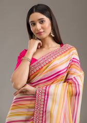 Exclusive Pink Tabby Silk Cording Work Saree
