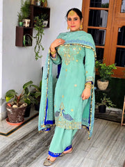 Lovely Sky Blue Color Sequence Work Punjabi Salwar Suit