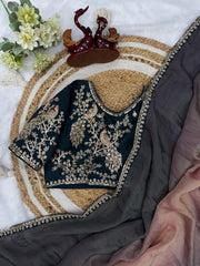 Alluring Shaded Black Color Space Silk Sequence Work Saree