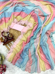 Trendy Multicolor Beautiful Printed Silk Saree