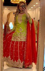 Trendy Green Georgette Sequence Work Palazzo Suit