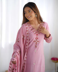 Amazing Pink Chinon Silk Sequence Work Anarkali Suit