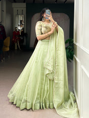 Lovely Green Allen Crush Plain Lehenga Choli