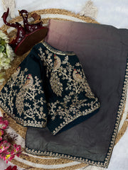 Alluring Shaded Black Color Space Silk Sequence Work Saree