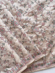 Trendy Beige Tussar Embroidery Saree