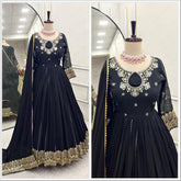 Trendy Black Color Sequence Work Georgette Gown