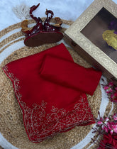 Stylish Red Rangoli Silk Katdana Work Saree