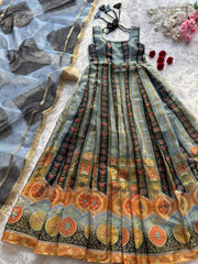 Ravishing Multi Color Organza Digital Work Gown