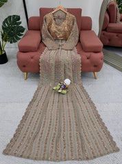Classic Full Sequence Work Beige Color Saree