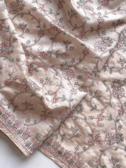 Trendy Beige Tussar Embroidery Saree