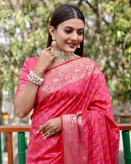 Pink Color Bandhani Design Patola Silk Saree