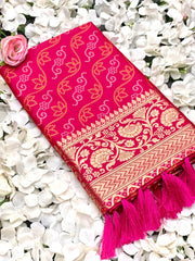 Pink Color Bandhani Design Patola Silk Saree