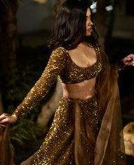 Amazing Beige Color Sequins Work Party Wear Lehenga