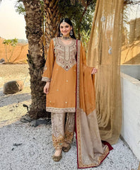 Imposing Georgette Sequence Work Orange Color Salwar Suit