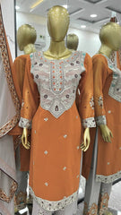 Imposing Georgette Sequence Work Orange Color Salwar Suit