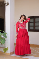 Buy Fox Georgette Pink Color New Festival Long Gown