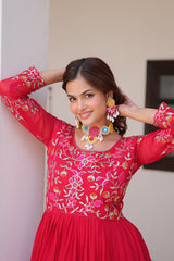 Buy Fox Georgette Pink Color New Festival Long Gown