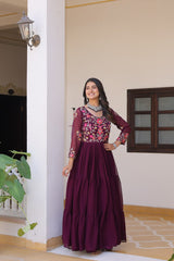 Buy Fox Georgette Maroon Color New Festival Long Gown