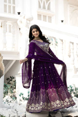 Demanding Sequence Work Purple Color lehenga choli