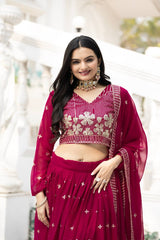 Demanding Sequence Work Maroon Color lehenga choli