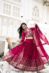 Demanding Sequence Work Maroon Color lehenga choli