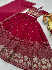 Demanding Sequence Work Maroon Color lehenga choli