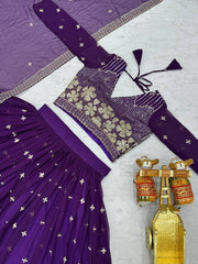Demanding Sequence Work Purple Color lehenga choli