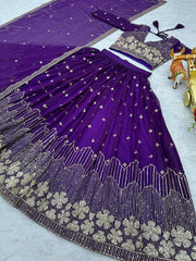 Demanding Sequence Work Purple Color lehenga choli