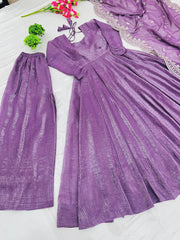 Flattering Sequence Work Purple Color Gown With Dupatta