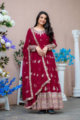 Superhit Embroidery Sequence Work Maroon color Gown