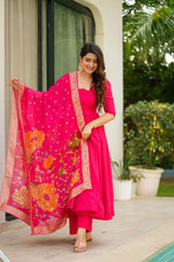 Fantastic Red Color Pure Chinon Anarkali Gown