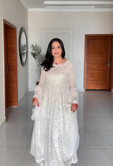 Luxuriant Faux Blooming Thread work White Color Gown