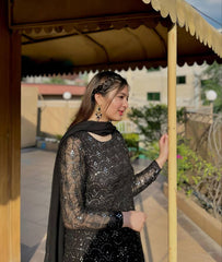 Gorgeous Embroidery Work Black Color Anarkali Gown