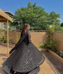 Gorgeous Embroidery Work Black Color Anarkali Gown