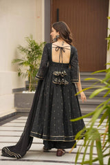 Luxuriant Black Color Digital Printed Gown