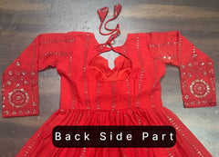 Presenting Foux Gorgette Embroidery Work RED Color ANARKALI SUIT SET