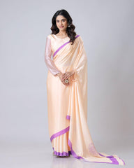 Embellished Japan Satin Light Pink Color Ready To wear Saree