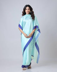Embellished Japan Satin Light Blue Color Ready To wear Saree