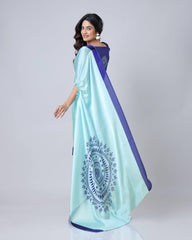 Embellished Japan Satin Light Blue Color Ready To wear Saree