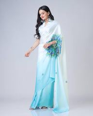 Shining JAPAN SATIN Morpich Color Morpich Design Ready To Wear Saree