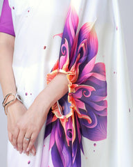 Shining Japan Satin Purple Color Morpich Design Ready To Wear Saree