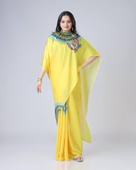 Shining Japan Satin Yellow Color Morpich Design Ready To Wear Saree
