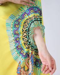 Shining Japan Satin Yellow Color Morpich Design Ready To Wear Saree