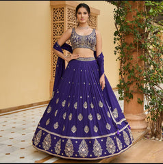 Peaceful Purple Color Embroidery Sequence Work Lehenga Choli