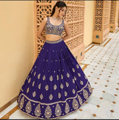 Peaceful Purple Color Embroidery Sequence Work Lehenga Choli