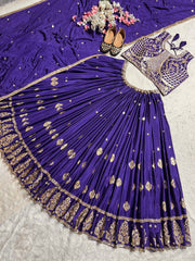 Peaceful Purple Color Embroidery Sequence Work Lehenga Choli